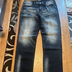 Fashion Nova Men Streetwear Straightleg Jean Dean Black/Gray distressed Size 36